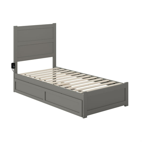 AFI NoHo Twin Size Platform Bed with Footboard & Twin Trundle in Grey