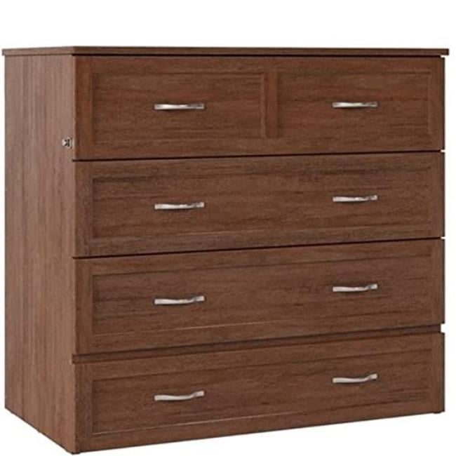 White Twin Murphy Bed Chest with Storage Drawer