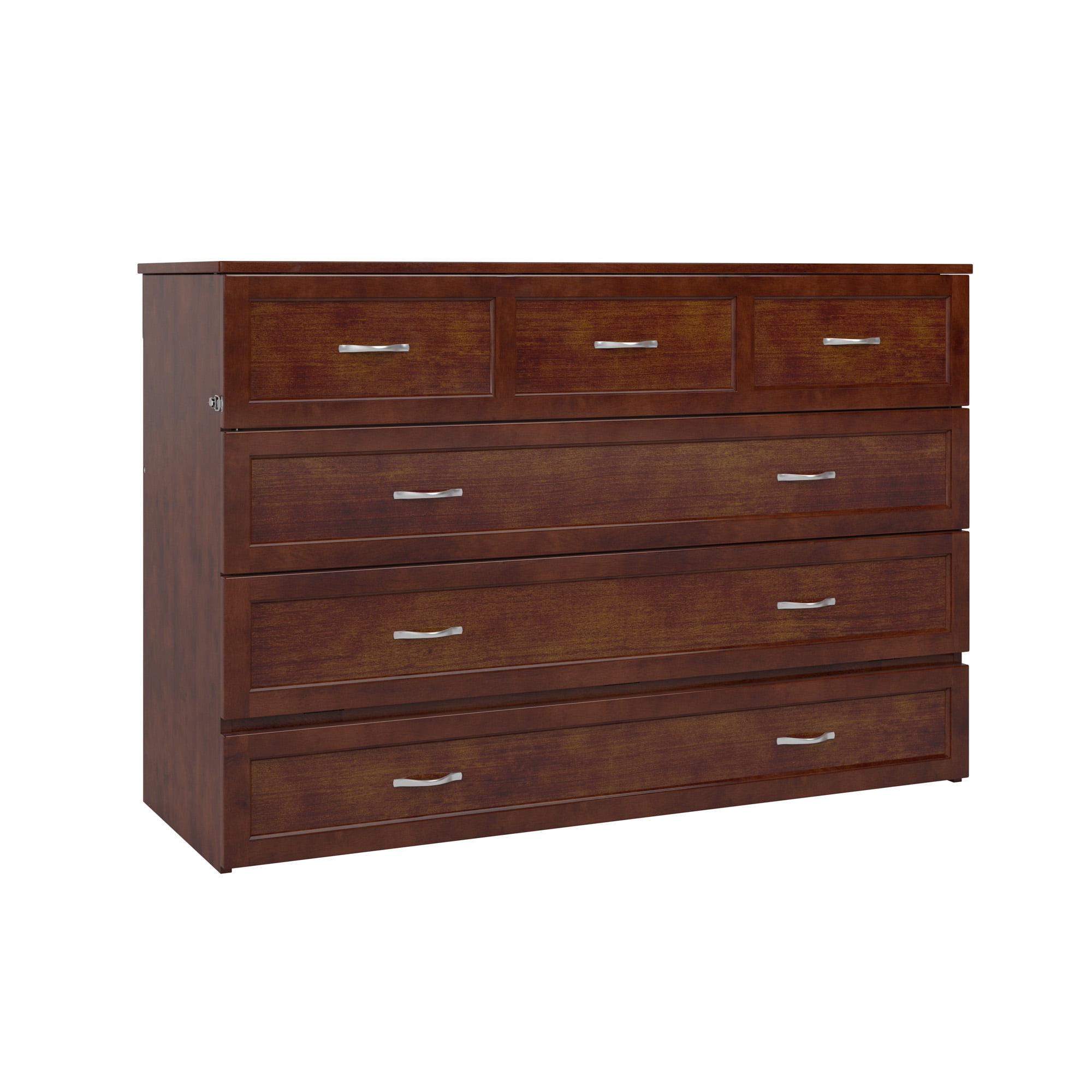 AFI Northfield Queen Solid Wood Murphy Bed Chest with Mattress, Drawer & Charger, Walnut