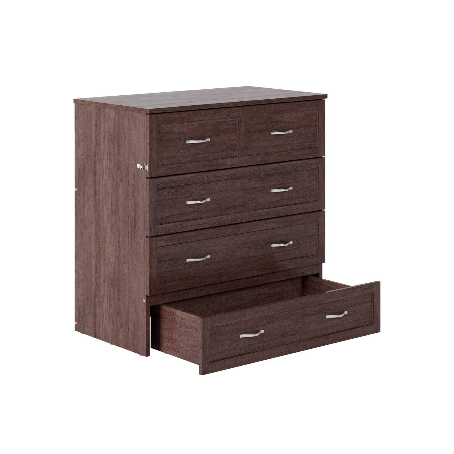 White Twin Murphy Bed Chest with Storage Drawer