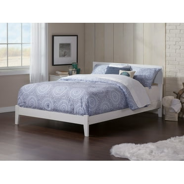 AFI Orlando Full Low Profile Wood Platform Bed Frame with Panel Headboard, White