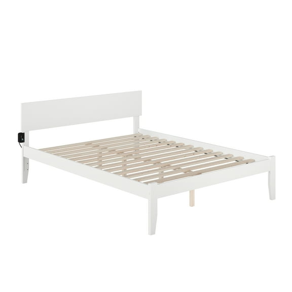 Orlando King Wood Platform Bed with Modern Panel Headboard in White