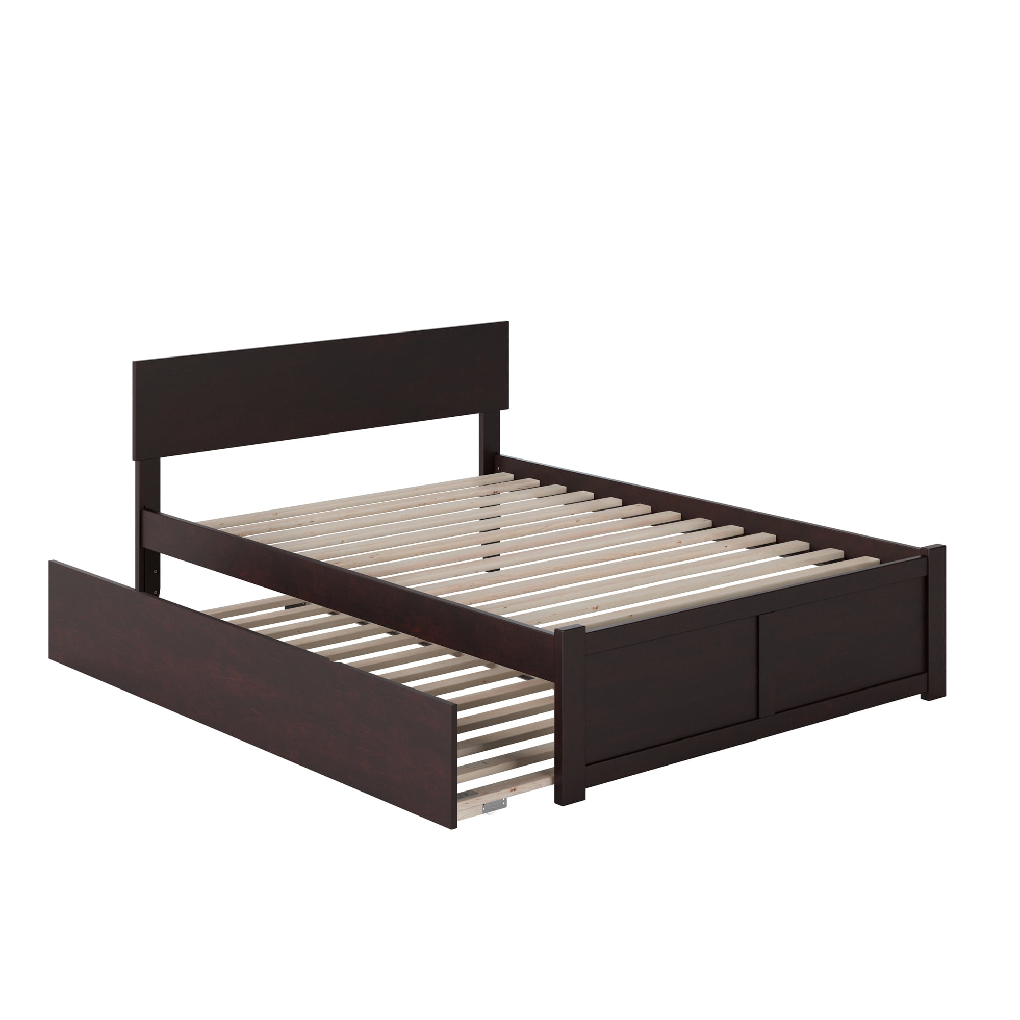 AFI Orlando Queen Wood Platform Bed with Headboard Footboard & Twin XL Trundle, Espresso