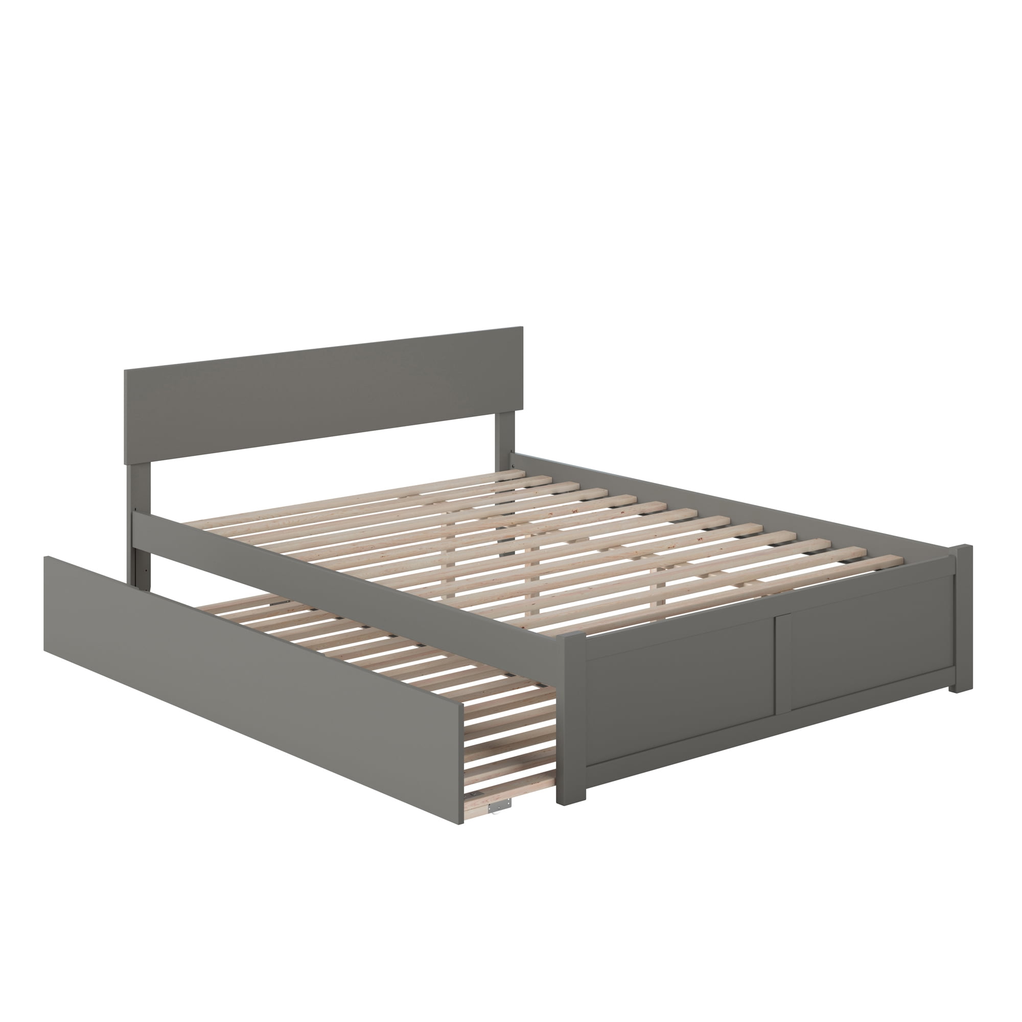 AFI Orlando Queen Wood Platform Bed with Headboard Footboard & Twin XL Trundle, Grey