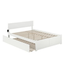 AFI Orlando Wood King Platform Bed w/ Footboard and Twin XL Trundle in White