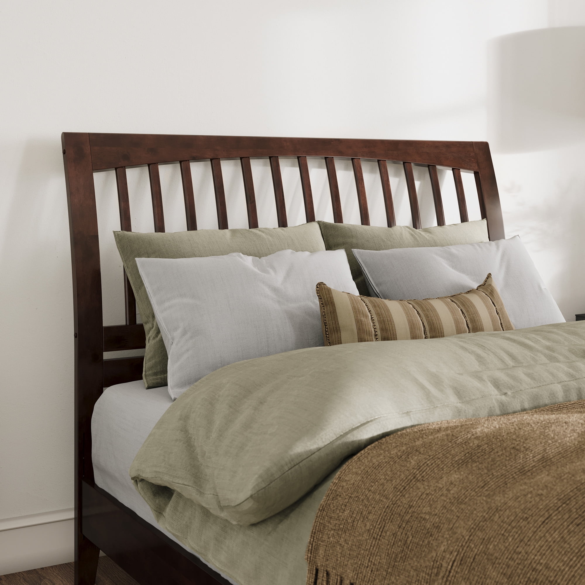 AFI Orleans Queen Sleigh Solid Wood Slat Headboard, Walnut