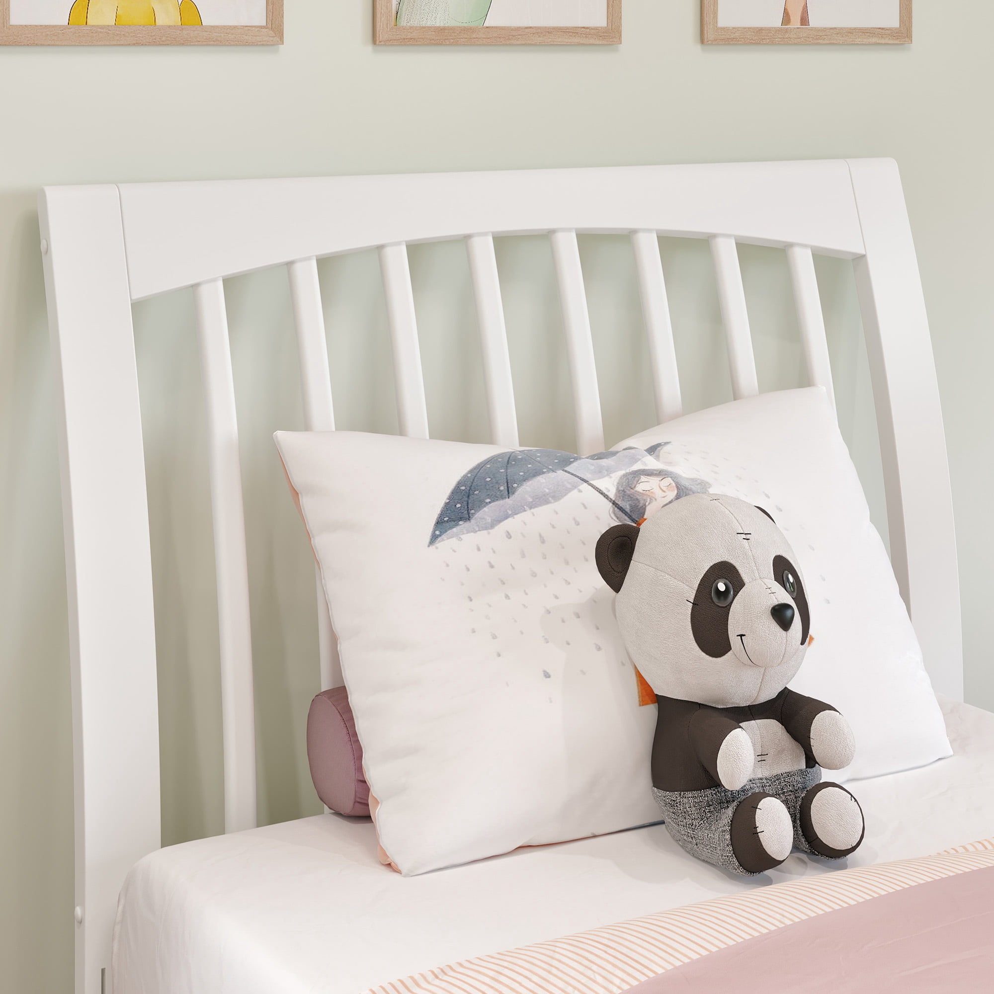 AFI Orleans Twin Sleigh Solid Wood Slat Headboard, White