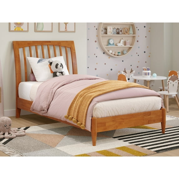 AFI Orleans Twin Solid Wood Low Profile Sleigh Platform Bed, Light Toffee
