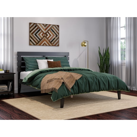 AFI Oxford 14" Queen Wood Platform Bed Frame with Modern Pallet Headboard, Espresso