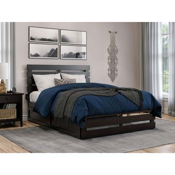 AFI Oxford Full Wood Platform Bed with Headboard, Footboard & Twin Trundle, Espresso
