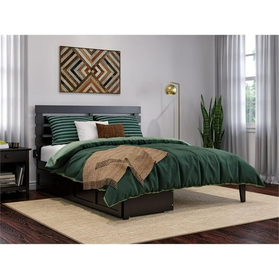 AFI Oxford Modern Wood Queen Platform Bed with 2 Drawers in Espresso