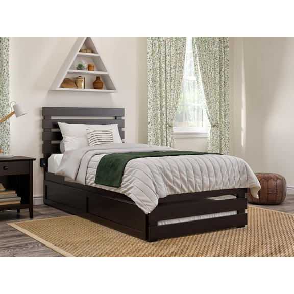 AFI Oxford Twin-XL Wood Platform Bed with Headboard, Footboard & Twin-XL Trundle, Espresso