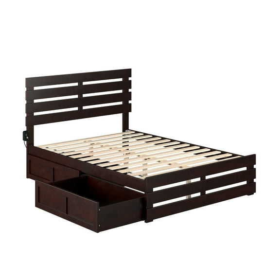 AFI Oxford Wood Full Bed with Footboard and 2 Drawers in Espresso