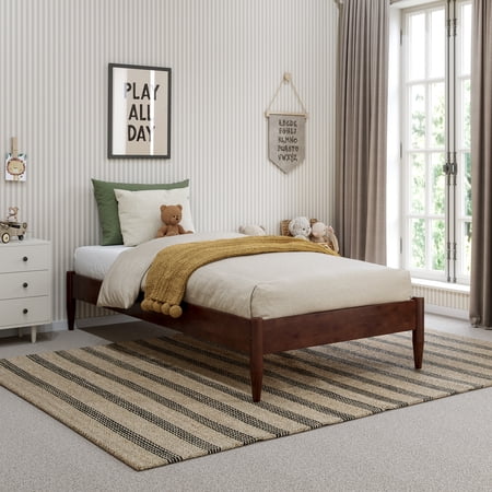 AFI Pasadena 14" Walnut Solid Wood Low Profile Platform Bed, Twin