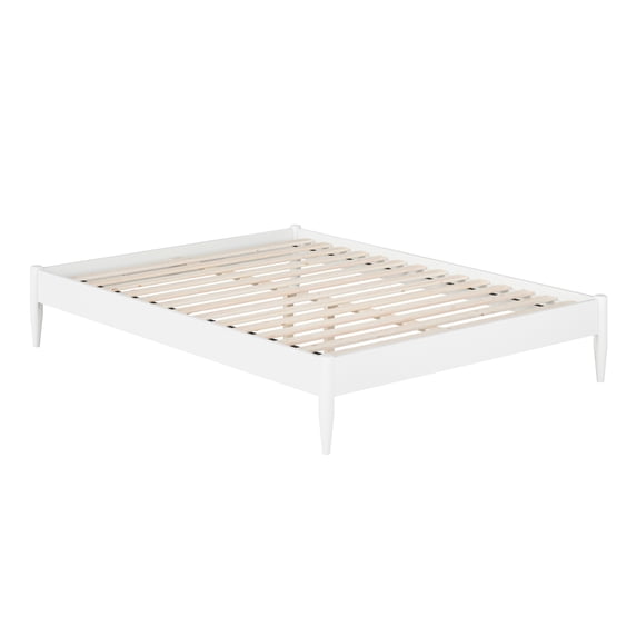 AFI Pasadena 14" White Solid Wood Low Profile Platform Bed, Queen