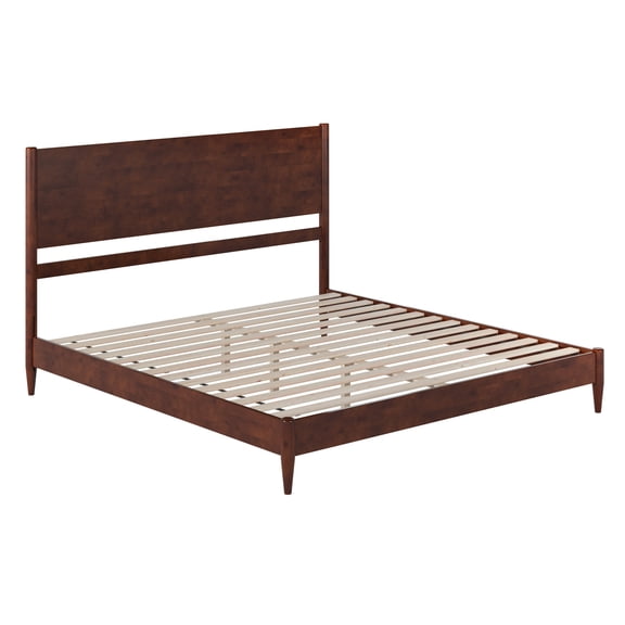 AFI Pasadena King Solid Wood Low Profile Platform Bed, Walnut