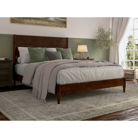 AFI Pasadena Queen Solid Wood Low Profile Platform Bed, Walnut