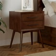 thumbnail image 1 of AFI Pasadena Solid Wood Mid-Century Modern Nightstand with 2 Drawers, Walnut, 1 of 10