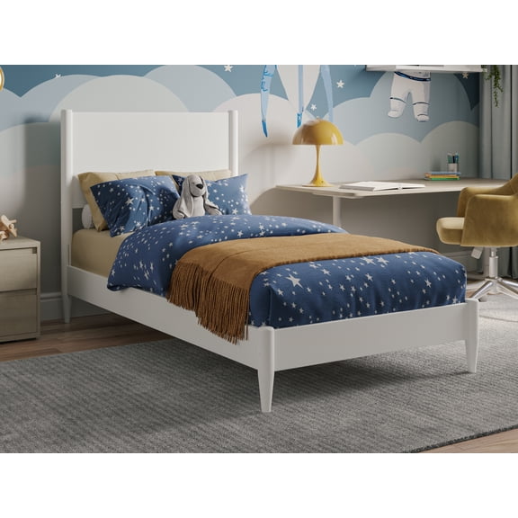 AFI Pasadena Twin Solid Wood Low Profile Platform Bed, White