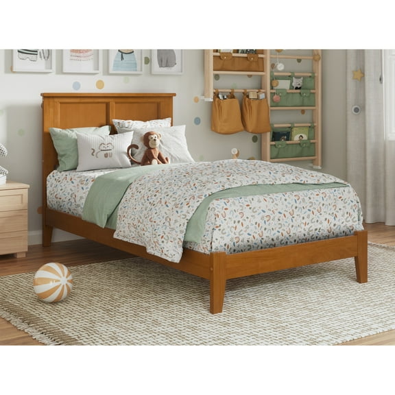 Portland Full Solid Wood Low Profile Platform Bed in Light Toffee