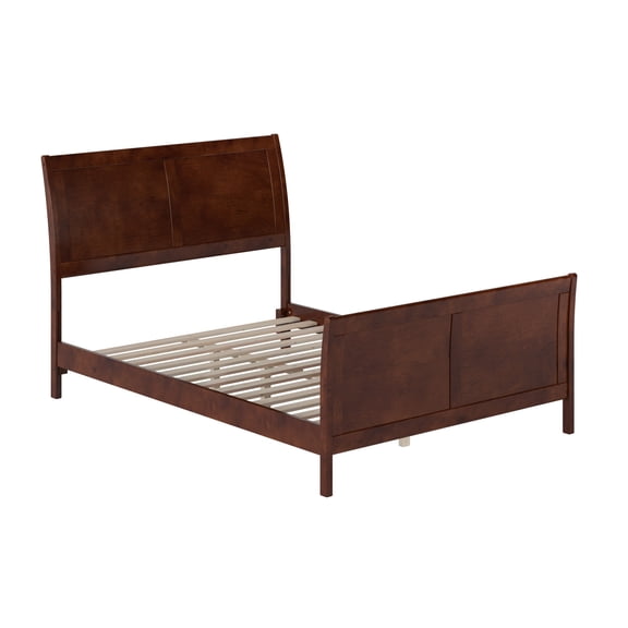 AFI Portland Full Low Profile Platform Bed with Matching Footboard, Walnut