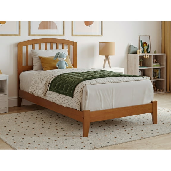 Portland King Solid Wood Low Profile Platform Bed in Light Toffee