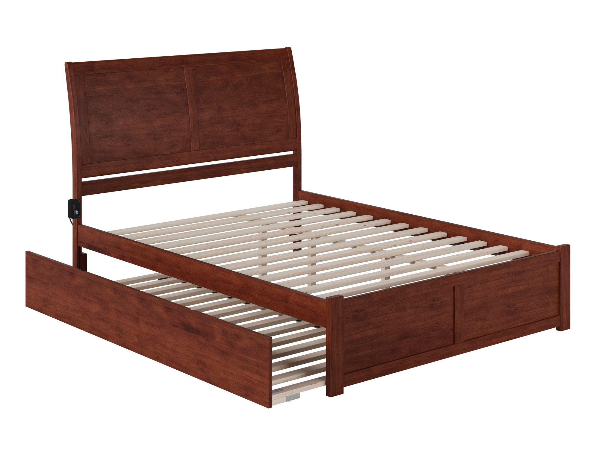AFI Portland King Wood Platform Bed with Footboard and Twin-XL Trundle, Walnut