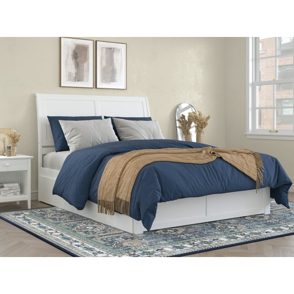 AFI Portland Queen Wood Platform Bed with Headboard Footboard & 2 Storage Drawers, White