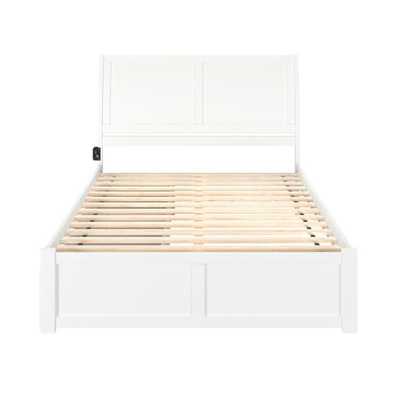 AFI Portland Solid Wood Queen Platform Bed and 2 Storage Drawers in White