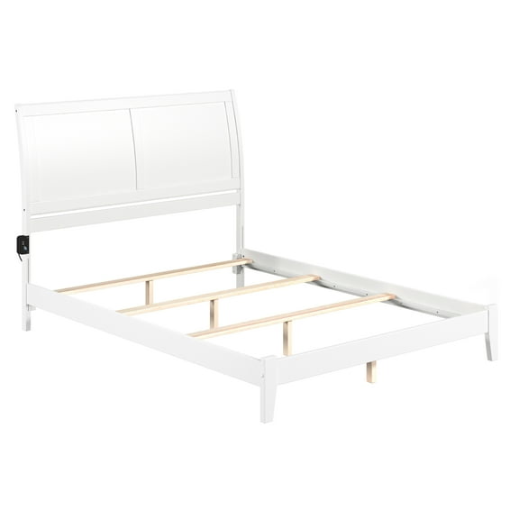 AFI Portland Traditional Wood Queen Foundation Sleigh Bed Frame in White