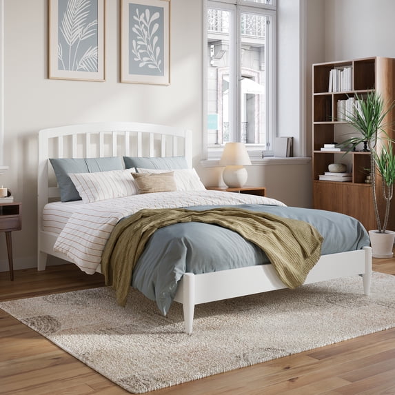 AFI Quincy Full Solid Wood Low Profile Platform Bed, White