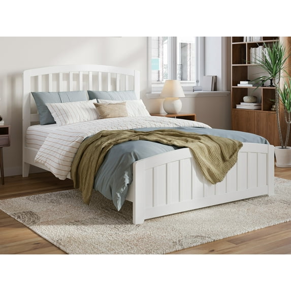AFI Quincy Full Solid Wood Low Profile Platform Bed with Matching Footboard, White