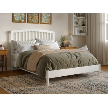 AFI Quincy Queen Solid Wood Low Profile Platform Bed, White
