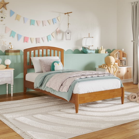 AFI Quincy Twin Solid Wood Low Profile Platform Bed, Light Toffee