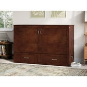 AFI Raleigh Modern Queen Solid Wood Murphy Bed Chest with Mattress in Walnut
