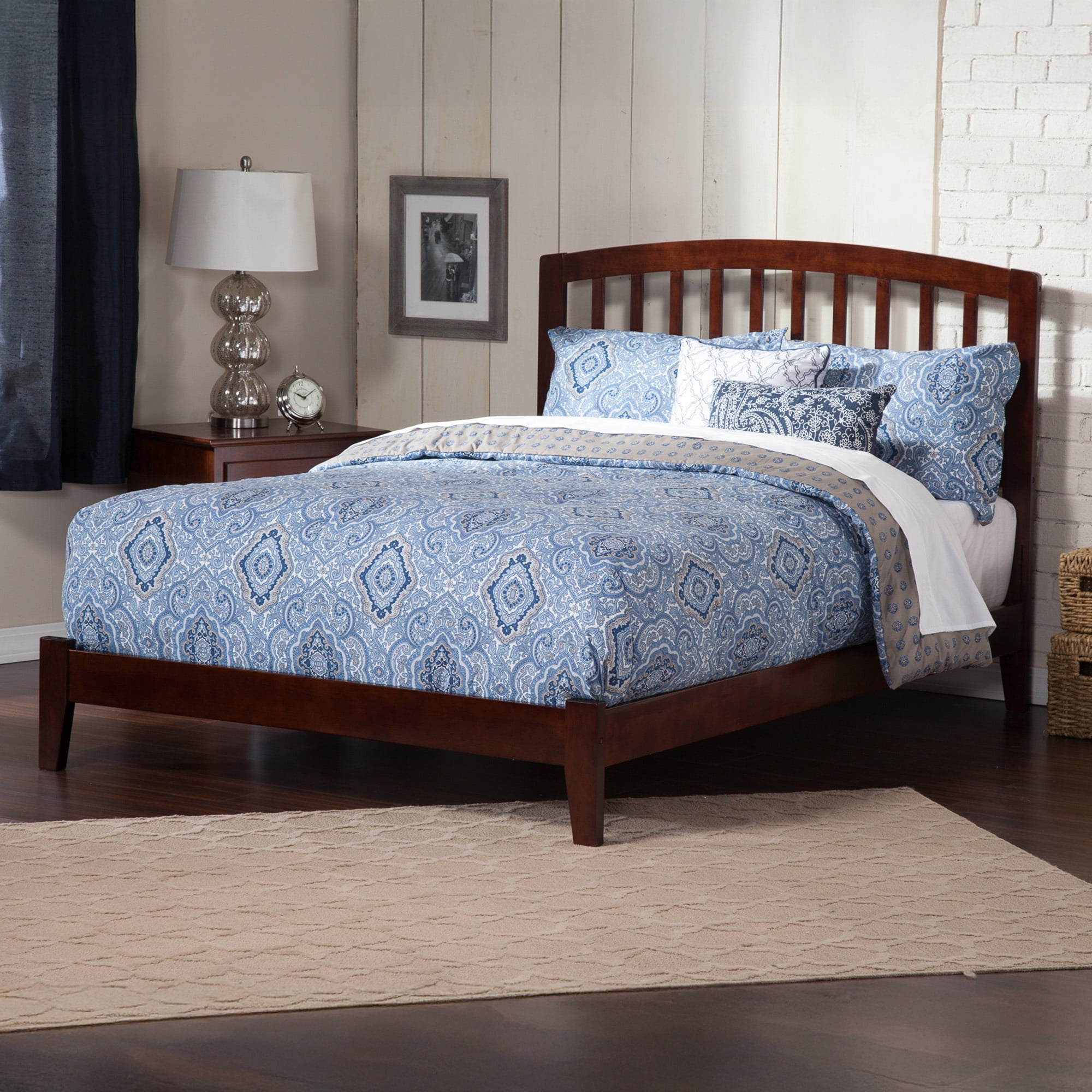 AFI Richmond King Wood Foundation Bed, Walnut