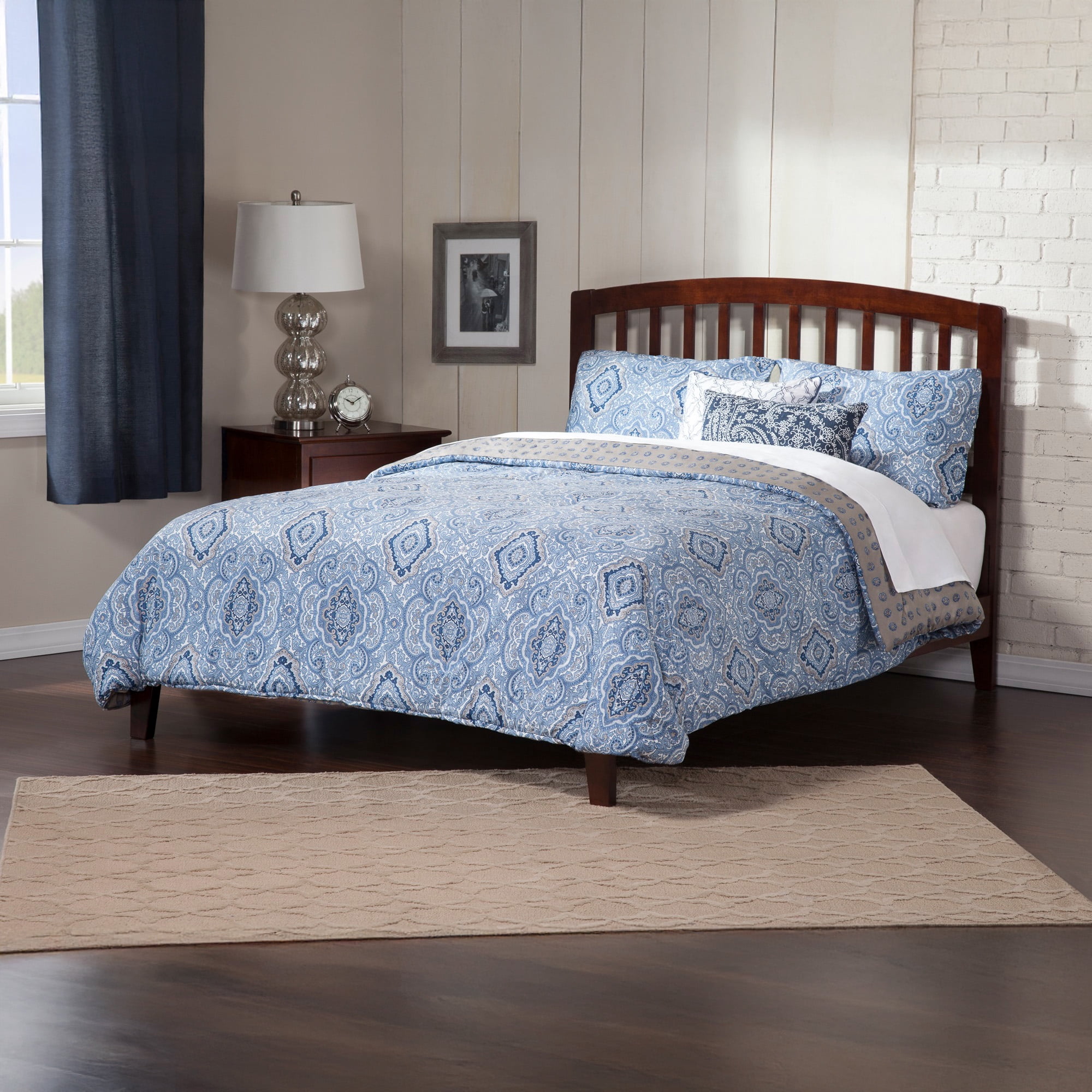 AFI Richmond Queen Low Profile Wood Platform Bed, Walnut