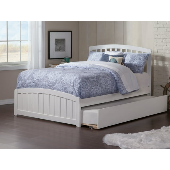 AFI Richmond Queen Platform Bed with Wood Headboard Footboard & Twin-XL Trundle, White