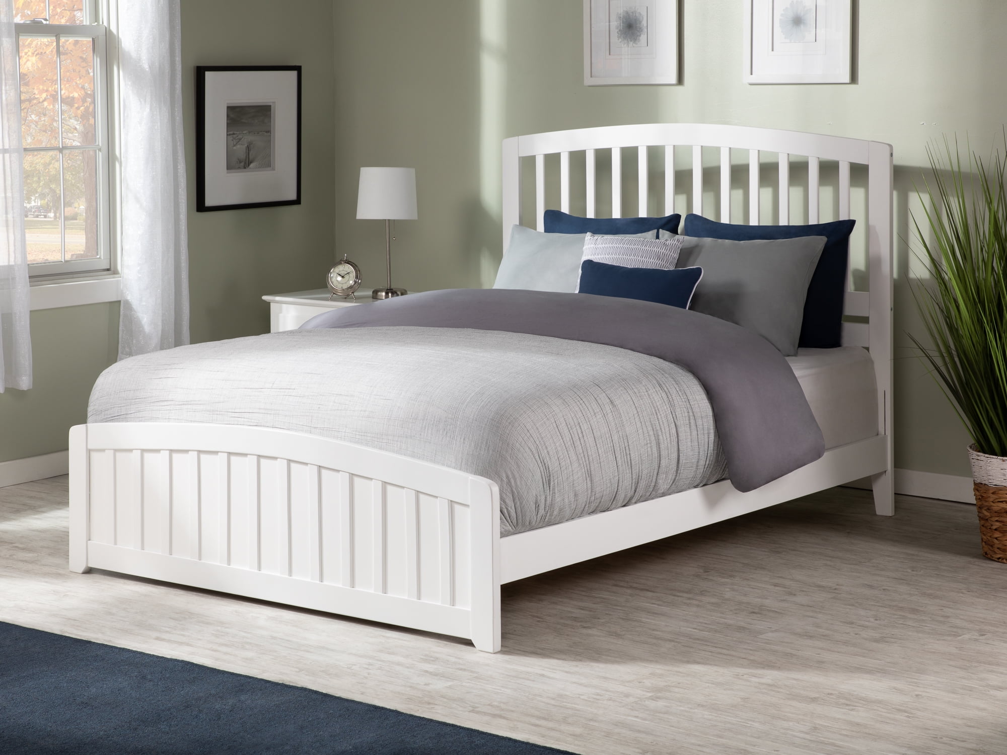 AFI Richmond Queen Wood Platform Bed with Slatted Headboard and Footboard, White
