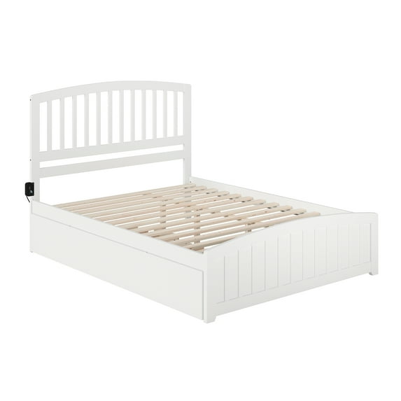 AFI Richmond Solid Wood Queen Bed and Footboard with Twin XL Trundle in White