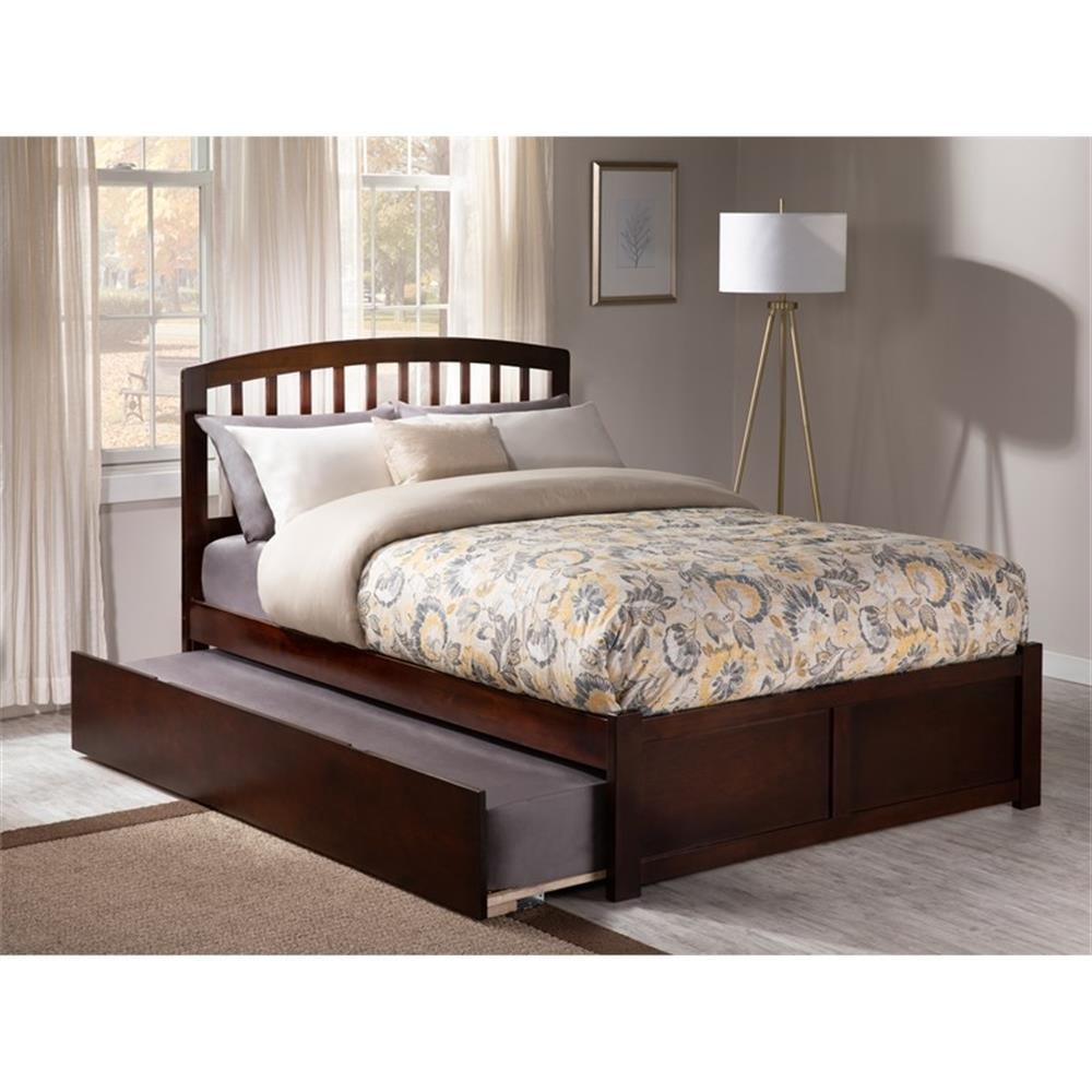 Richmond Walnut King Wood Platform Bed with Twin XL Trundle