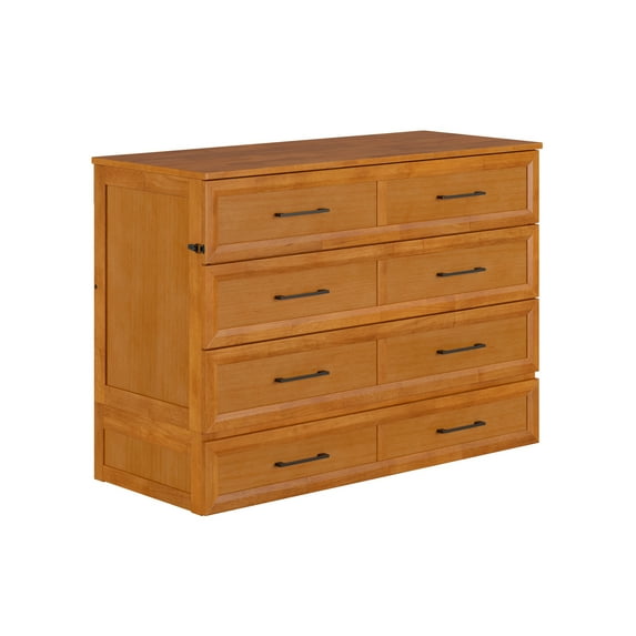 AFI Sedona Full Murphy Bed Chest with Drawer & Built-in Charger, Light Toffee