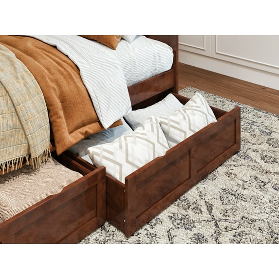 AFI Set of 2 Solid Wood Under Bed Storage Drawers, Twin/Full, Walnut