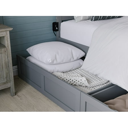 AFI Set of 2 Solid Wood Under Bed Storage Drawers, Twin-XL/Queen, Grey