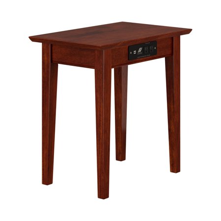 AFI Shaker Chair Side Table with Charging Station in Walnut-Finish:Walnut