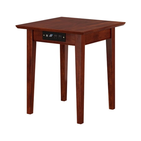 AFI Shaker End Table with Charging Station in Walnut-Finish:Walnut,Item Package Quantity:1