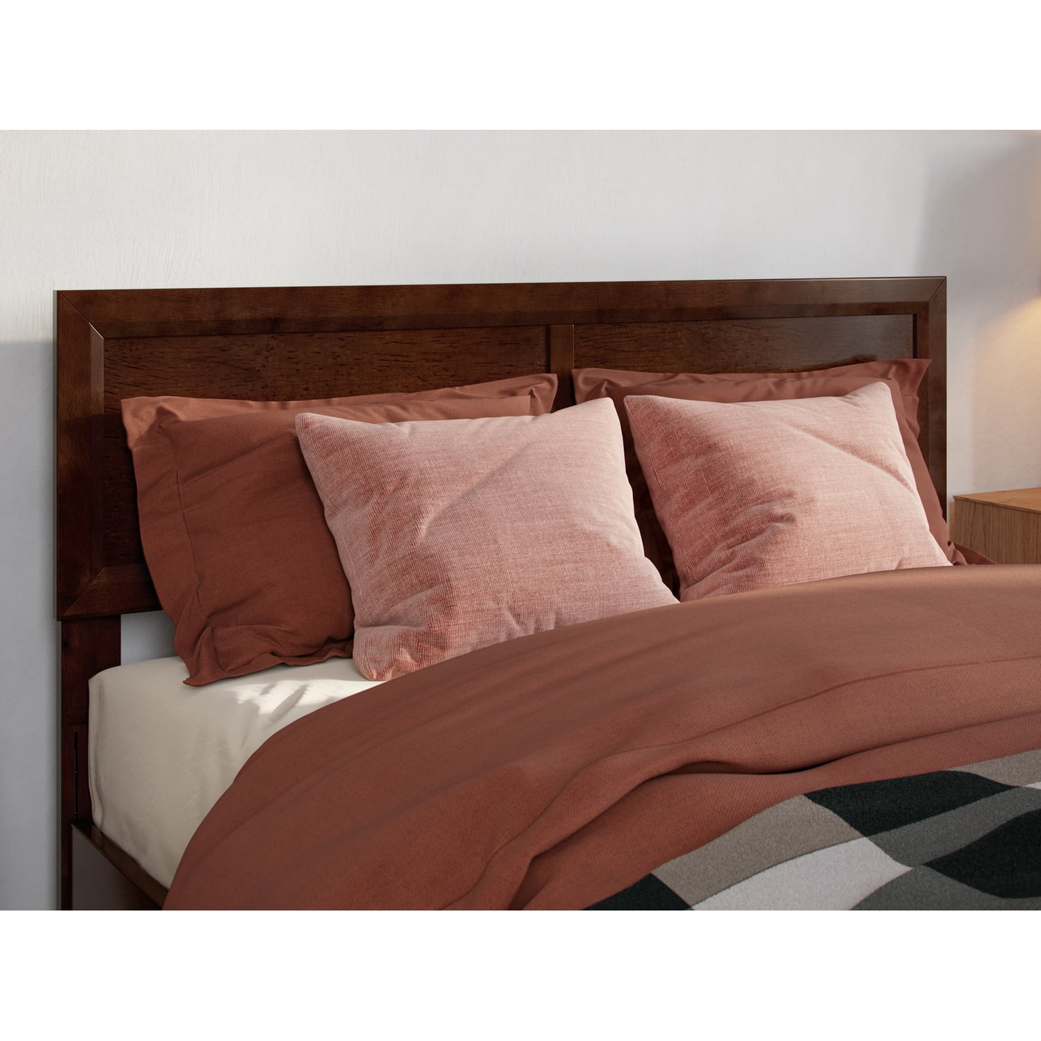 Sophia Full Walnut Stained Solid Wood Panel Headboard