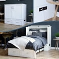 thumbnail image 1 of AFI Southampton Twin-XL Solid Wood Murphy Bed Chest with Mattress, Drawer & Charger, White, 1 of 18