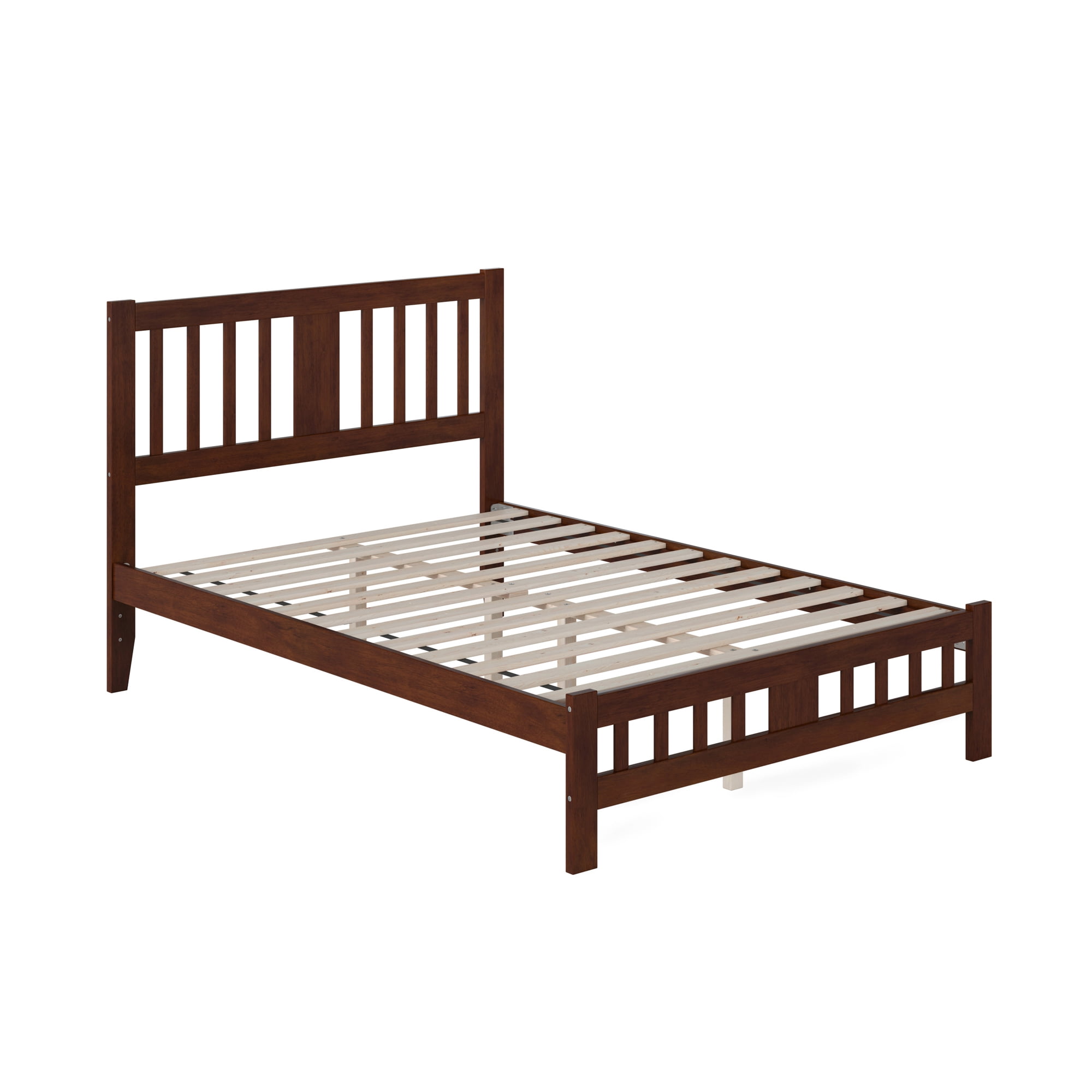 AFI Tahoe 14" Full Wood Platform Bed with Slatted Headboard and Footboard, Walnut