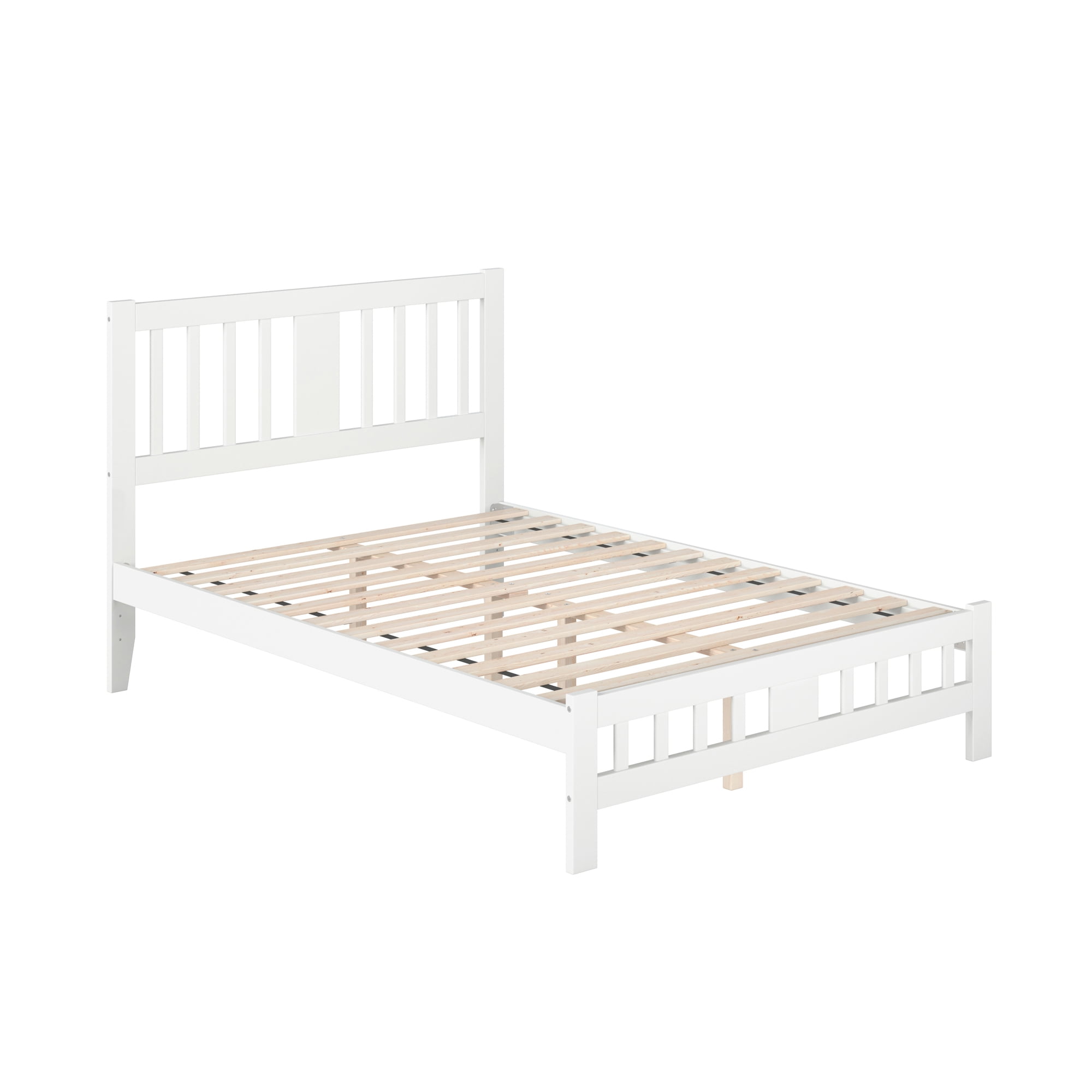 AFI Tahoe 14" Full Wood Platform Bed with Slatted Headboard and Footboard, White